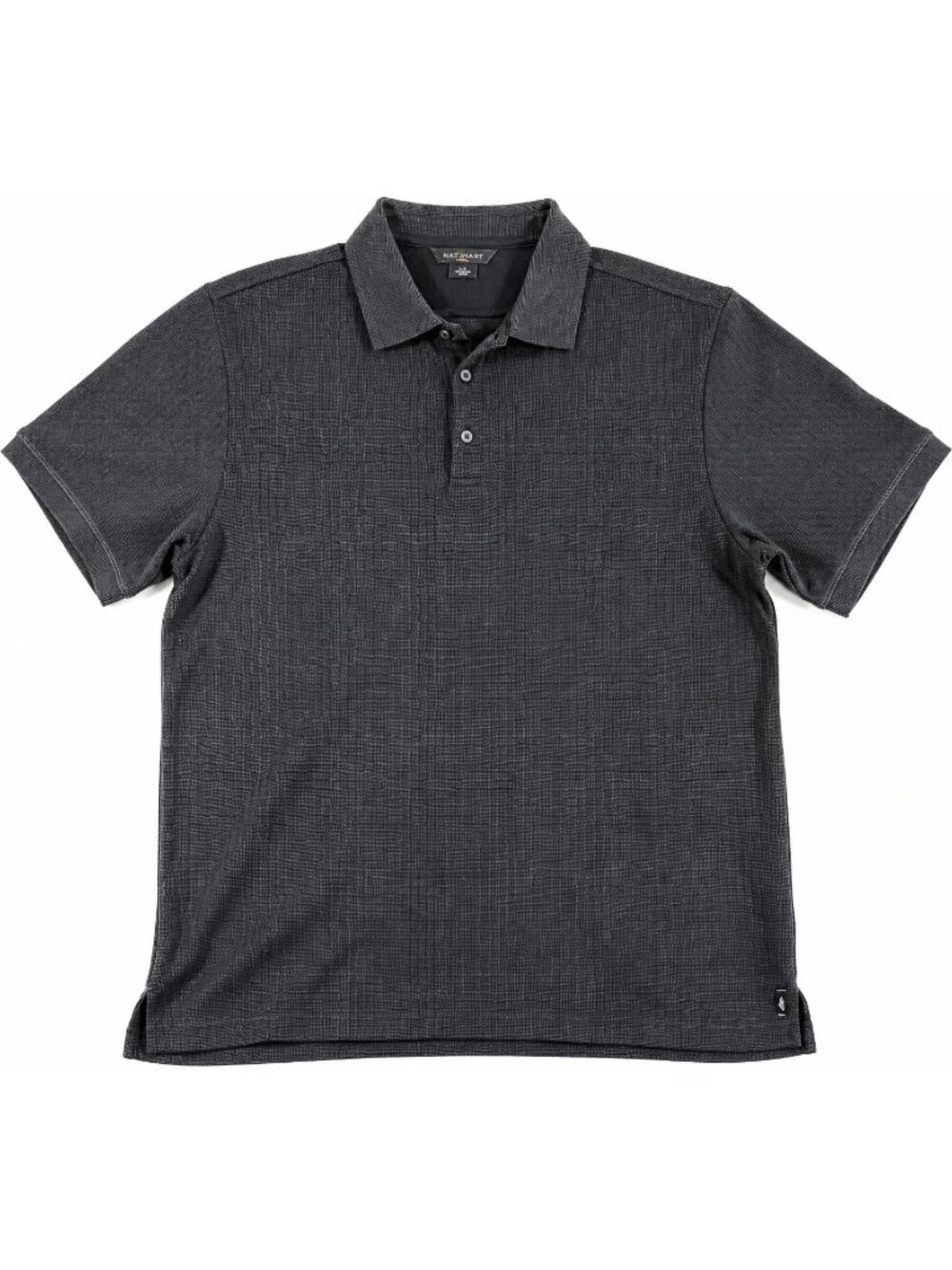 Nat Nast Textured Knit Polo Black Modal Blend Resort Shirt Mens L